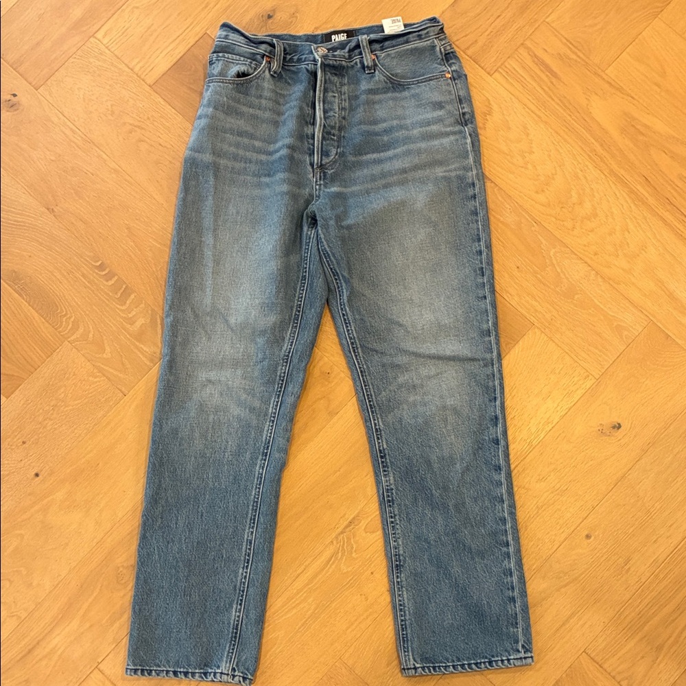 PAIGE Women's Blue Straight Leg Jeans